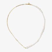 Poppy Finch 14ct yellow gold and pearl chain link necklace