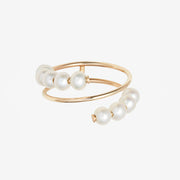 Poppy Finch 14ct yellow gold and baby pearl spiral ring