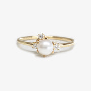 Poppy Finch 14ct yellow gold pearl and diamond cluster ring