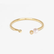 Poppy Finch 14ct yellow gold and baby pearl diamond open ring