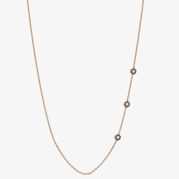 Kismet by Milka 14ct rose gold 3 seed diamond thin chain necklace