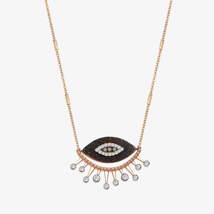 Kismet by Milka 14ct rose gold and diamond evil eye necklace