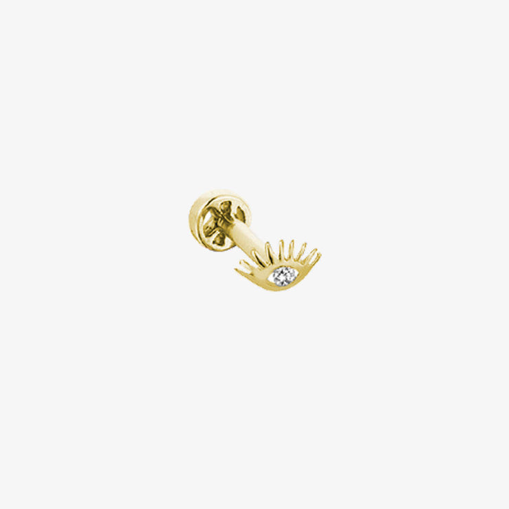 Kismet by Milka 14ct yellow gold and diamond eye screw flatback (single)