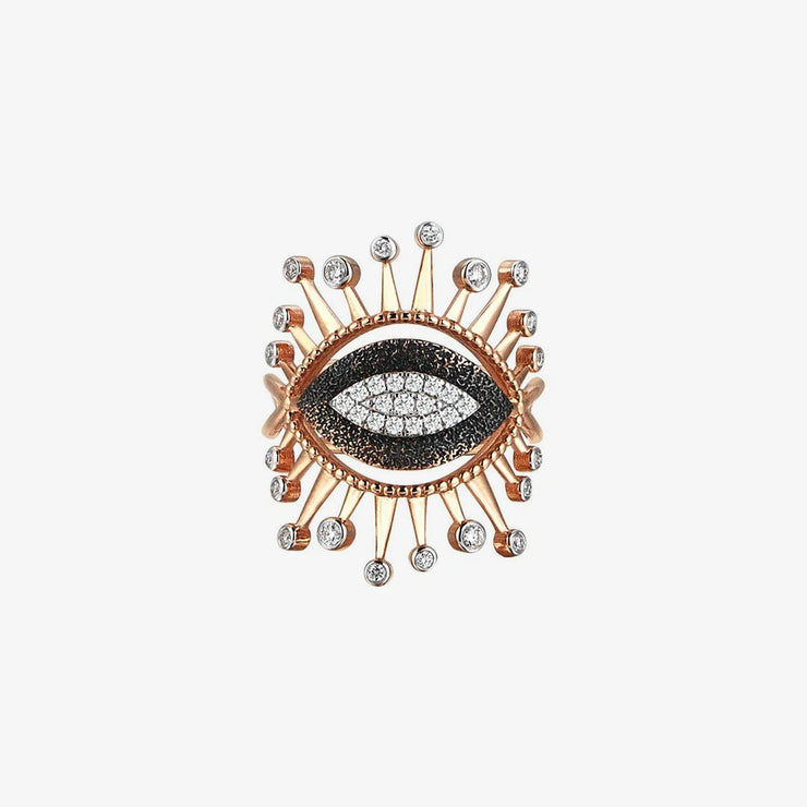 Kismet by Milka 14ct rose gold and diamond large evil eye ring