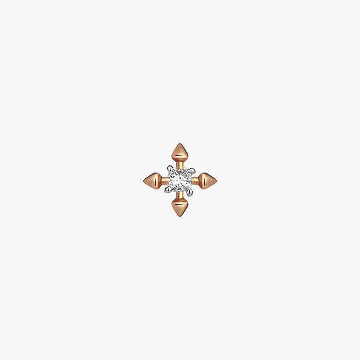 Kismet by Milka 14ct rose gold and diamond arrow princess stud earring (single)