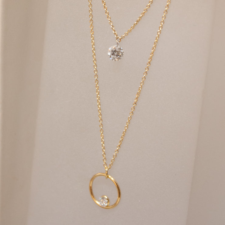 ARIA - 18CT GOLD, 0.23CT DRILLED DIAMOND NECKLACE