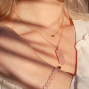 The Alkemistry 18ct yellow gold and diamond Iqra necklace with rose quartz