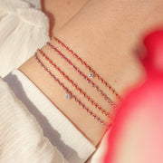 Auric - 18ct gold, 'Love Pink & Garnet woven chain diamond bracelet