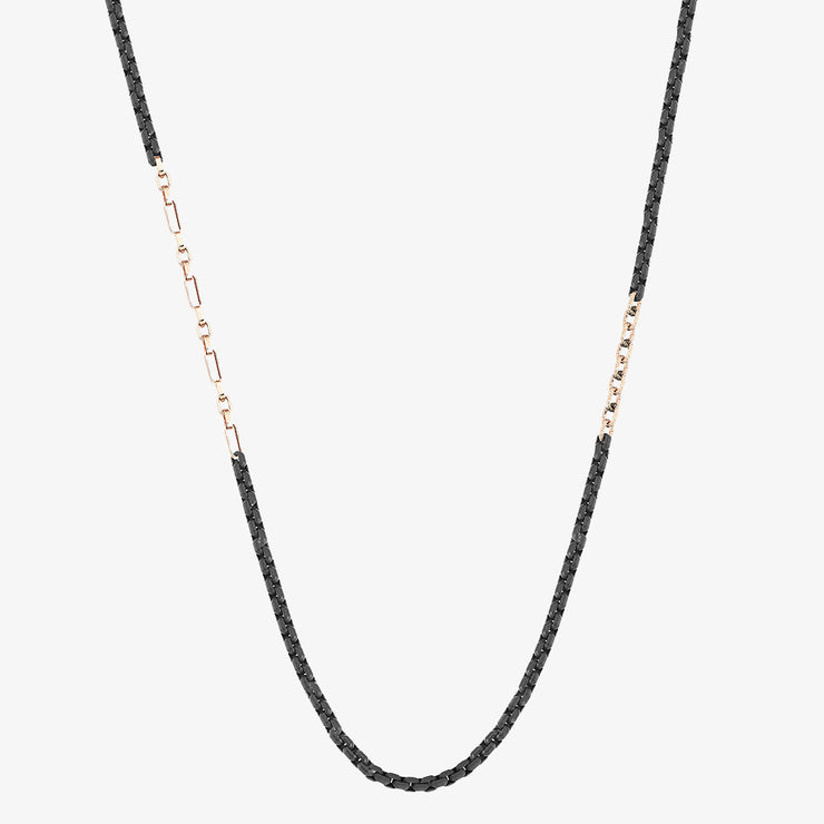 Kismet by Milka 14ct rose gold grey titanium thick chain necklace