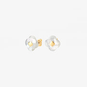 Morganne Bello 18ct yellow gold Victoria clover mother of pearl studs (pair)