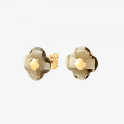 Morganne Bello 18ct yellow gold Victoria clover smoky quartz studs (pair)
