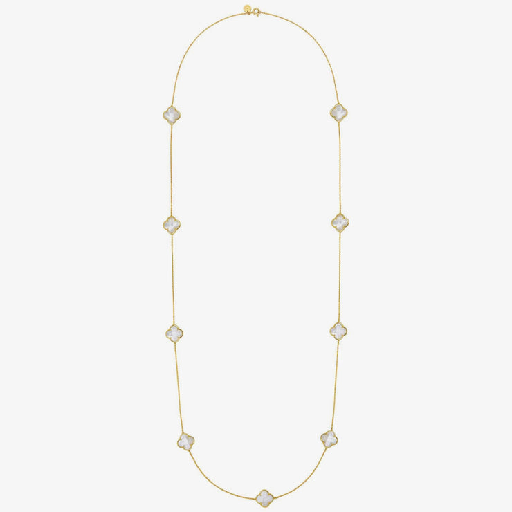 Morganne Bello 18ct yellow gold Victoria clover multi mother of pearl necklace