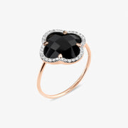 Morganne Bello 18ct rose gold diamond black onyx ring