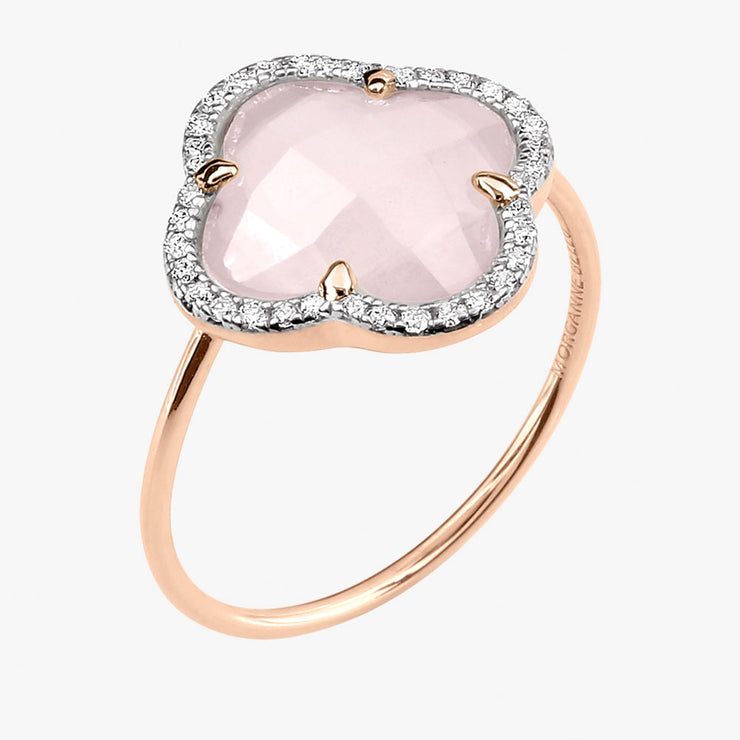 Morganne Bello 18ct rose gold pink quartz and diamond ring