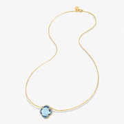 Morganne Bello 18ct yellow gold and diamond with blue topaz Victoria necklace