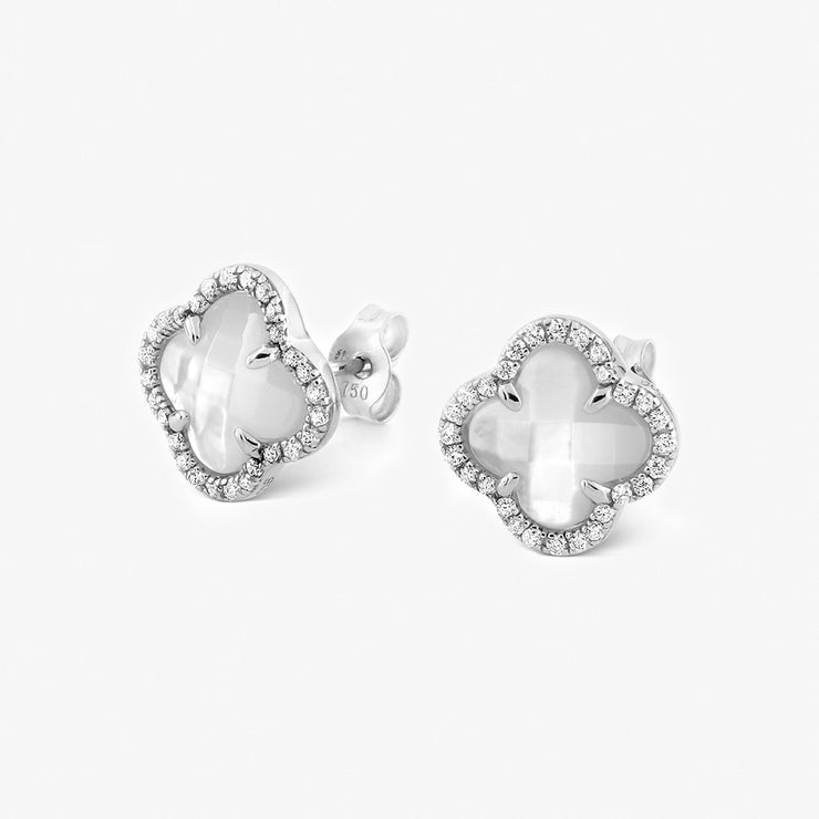 Morganne Bello 18ct white gold and diamond pearl studs (pair)