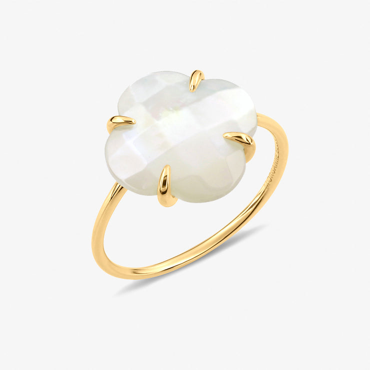 Morganne Bello 18ct yellow gold Victoria clover mother of pearl ring