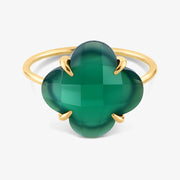 Morganne Bello 18ct yellow gold Victoria clover green agate ring