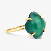 Morganne Bello 18ct yellow gold Victoria clover green agate ring