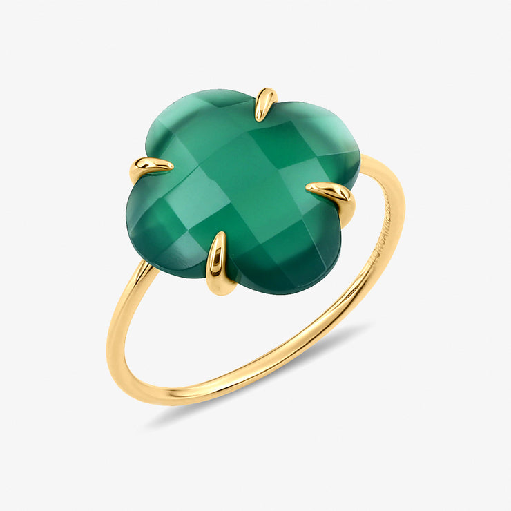 Morganne Bello 18ct yellow gold Victoria clover green agate ring