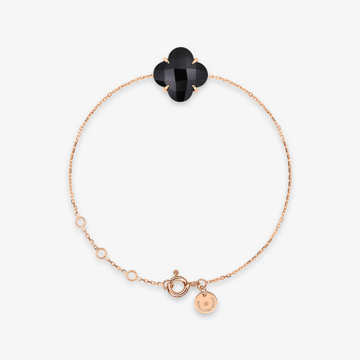 Morganne Bello 18ct rose gold clover black onyx chain bracelet