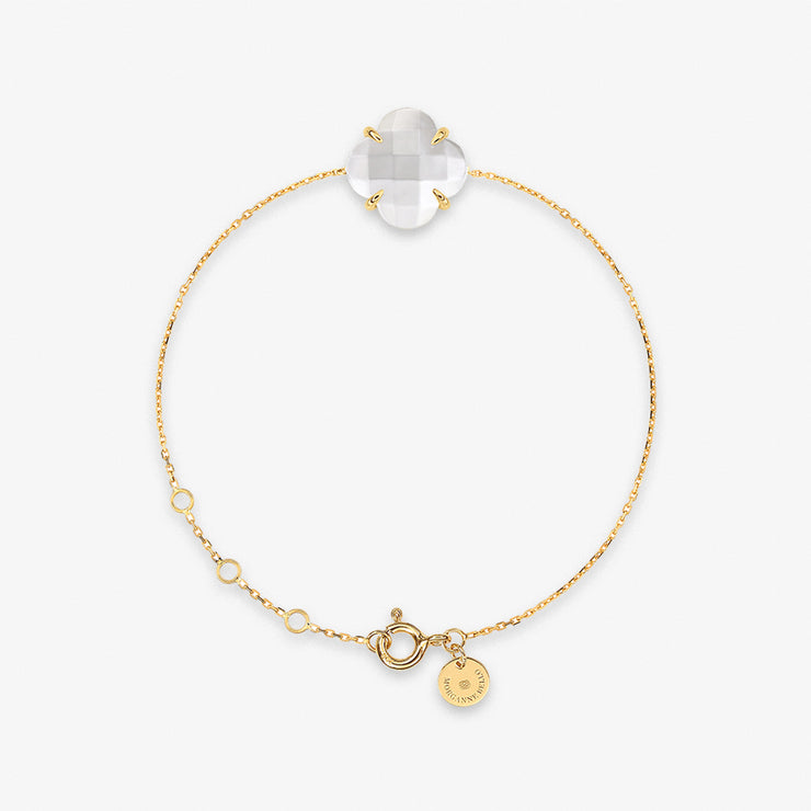 Morganne Bello 18ct yellow gold clover mother of pearl chain bracelet