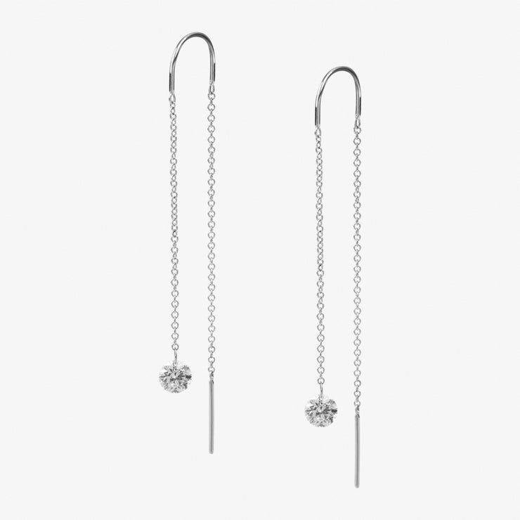 ARIA - 18ct gold, 0.23ct drilled diamond threader earrings (pair)