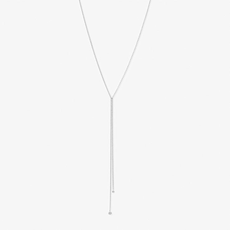 ARIA - 18ct gold, two drilled diamond lariat necklace