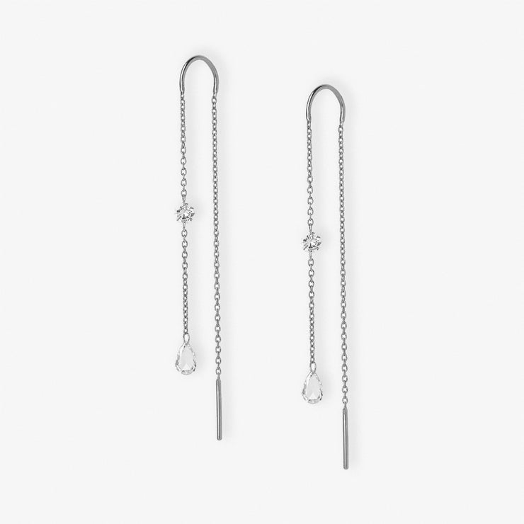 The Alkemistry 18ct white gold pear and brilliant cut diamond threader earrings (pair)