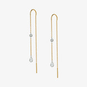 ARIA - 18ct gold, rose & brilliant cut diamond threader earrings (pair)