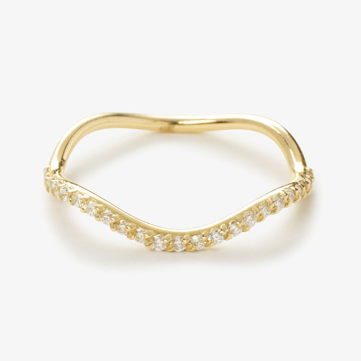 ARIA - 18ct gold, pave diamond wave pinky ring