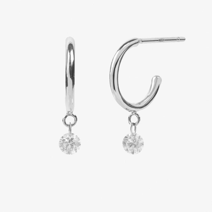 ARIA - 18ct gold, 0.23ct drilled diamond hoops (pair