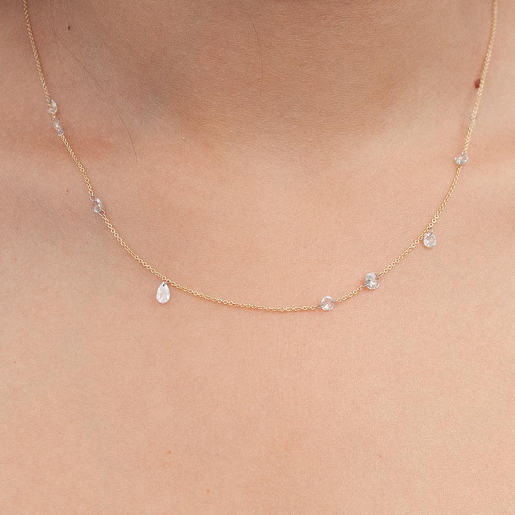 ARIA - 18ct gold, rose cut diamond tennis necklace