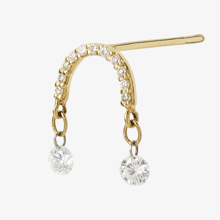 SUNCATCHER - 18ct gold, pave arch double diamond earring (single)