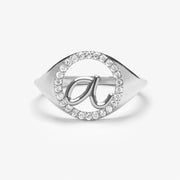 The Alkemistry 18ct white gold and diamond Love Letter pinky signet ring