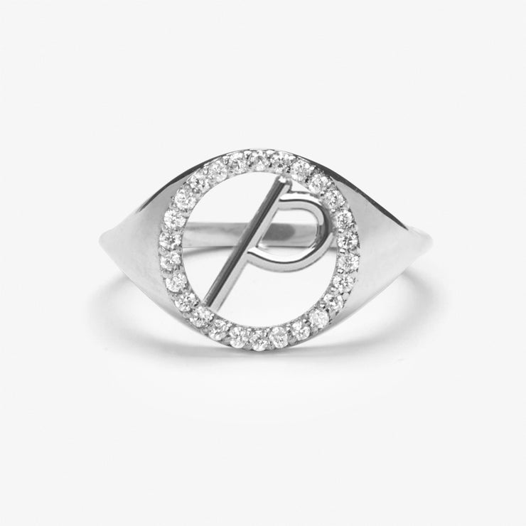 The Alkemistry 18ct white gold and diamond Love Letter pinky signet ring