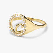 The Alkemistry 18ct yellow gold and diamond Love Letter signet pinky ring