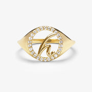 The Alkemistry 18ct yellow gold and diamond Love Letter signet pinky ring