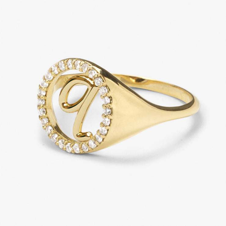 The Alkemistry 18ct yellow gold and diamond Love Letter signet pinky ring
