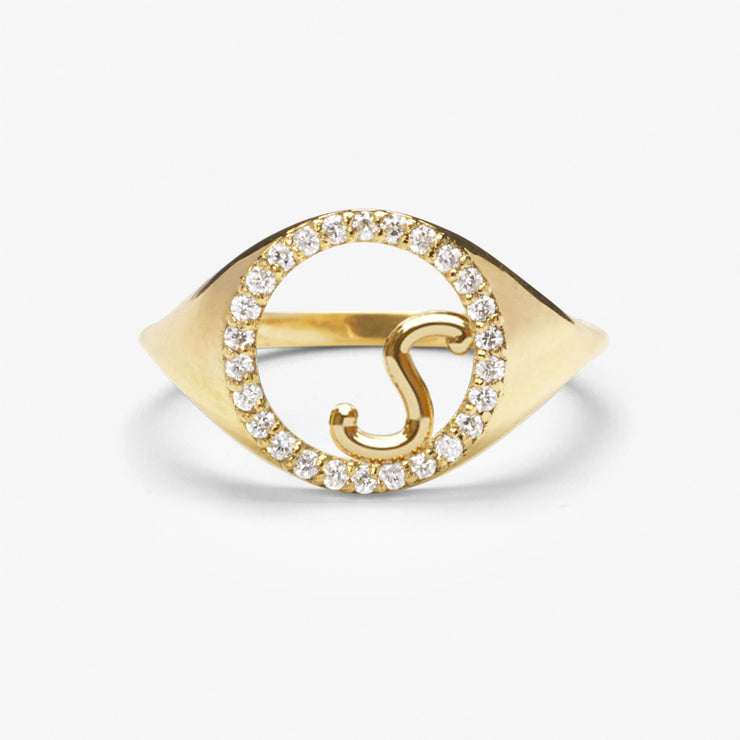 The Alkemistry 18ct yellow gold and diamond Love Letter signet pinky ring