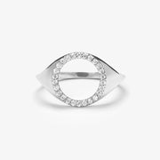 ARIA - 18ct gold, pave diamond circle signet ring