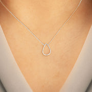 ARIA - 18ct gold, pave diamond pear necklace
