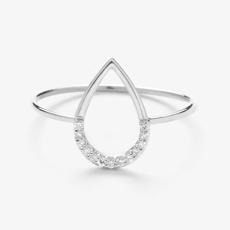 ARIA - 18ct gold, pave diamond pear ring