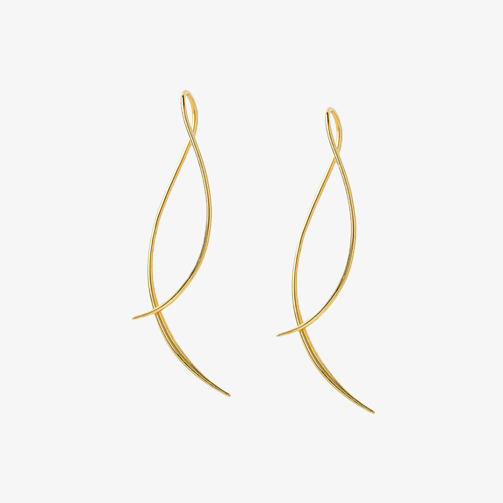 ARIA - 18ct gold, large wave threader earrings (pair) β The Alkemistry