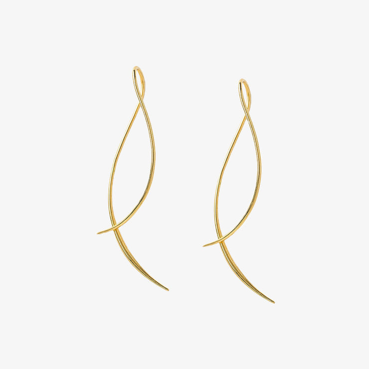 ARIA - 18ct gold, large wave threader earrings (pair)