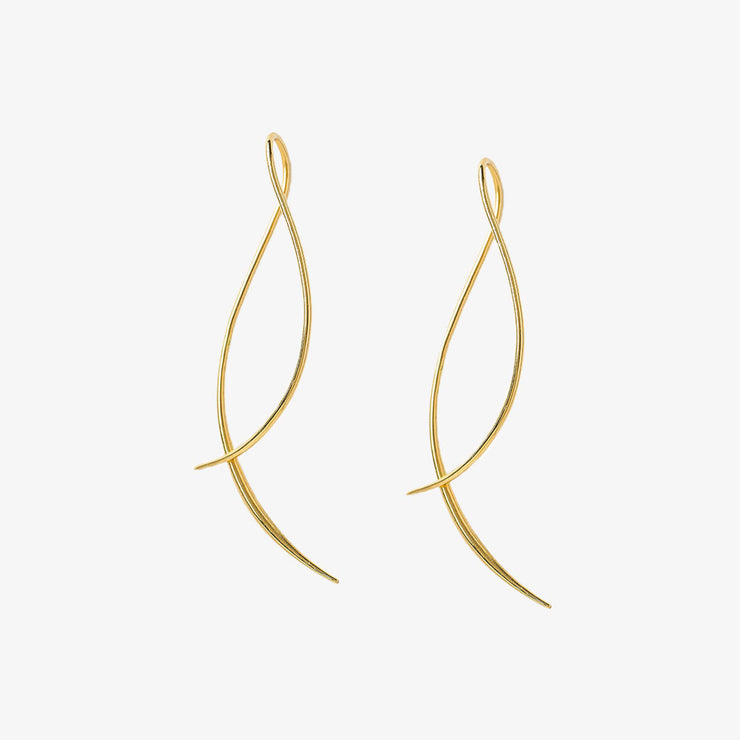 The Alkemistry 18ct yellow gold wave threader earrings (pair)