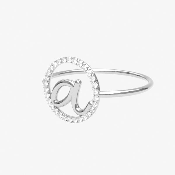 The Alkemistry 18ct white gold and pave diamond Love Letter initial ring