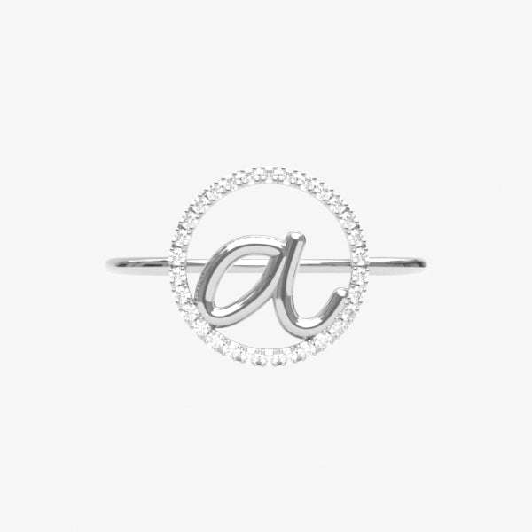 The Alkemistry 18ct white gold and pave diamond Love Letter initial ring