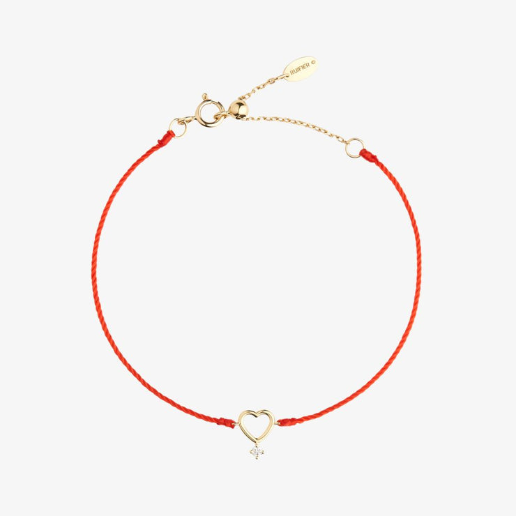 Ruifier 18ct yellow gold Scintilla Amore diamond red cord bracelet
