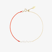 Ruifier 18ct yellow gold Scintilla Deca Ray 10 diamond red cord and chain bracelet